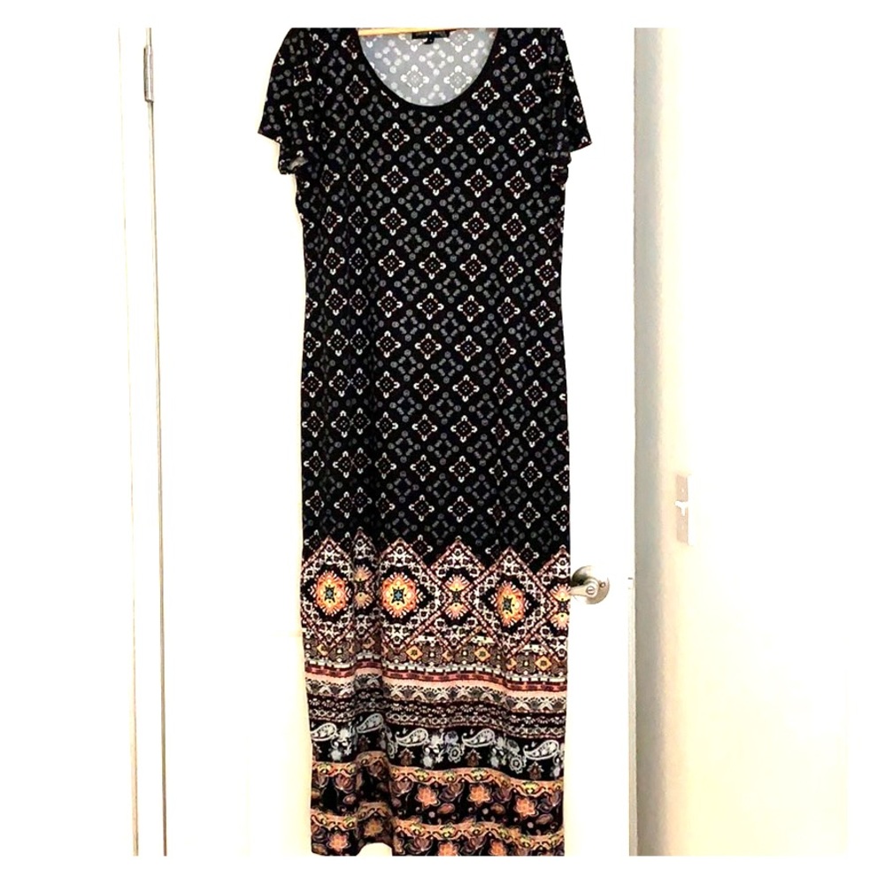 Long round neck maxi dress plus size 1X